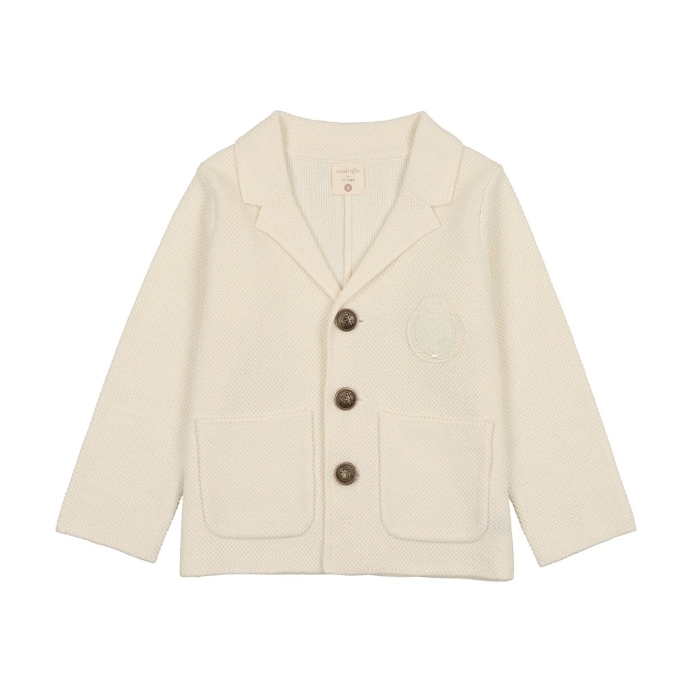 Analogie by Lil Legs Crest Knit Blazer - Cream, Size 7Y